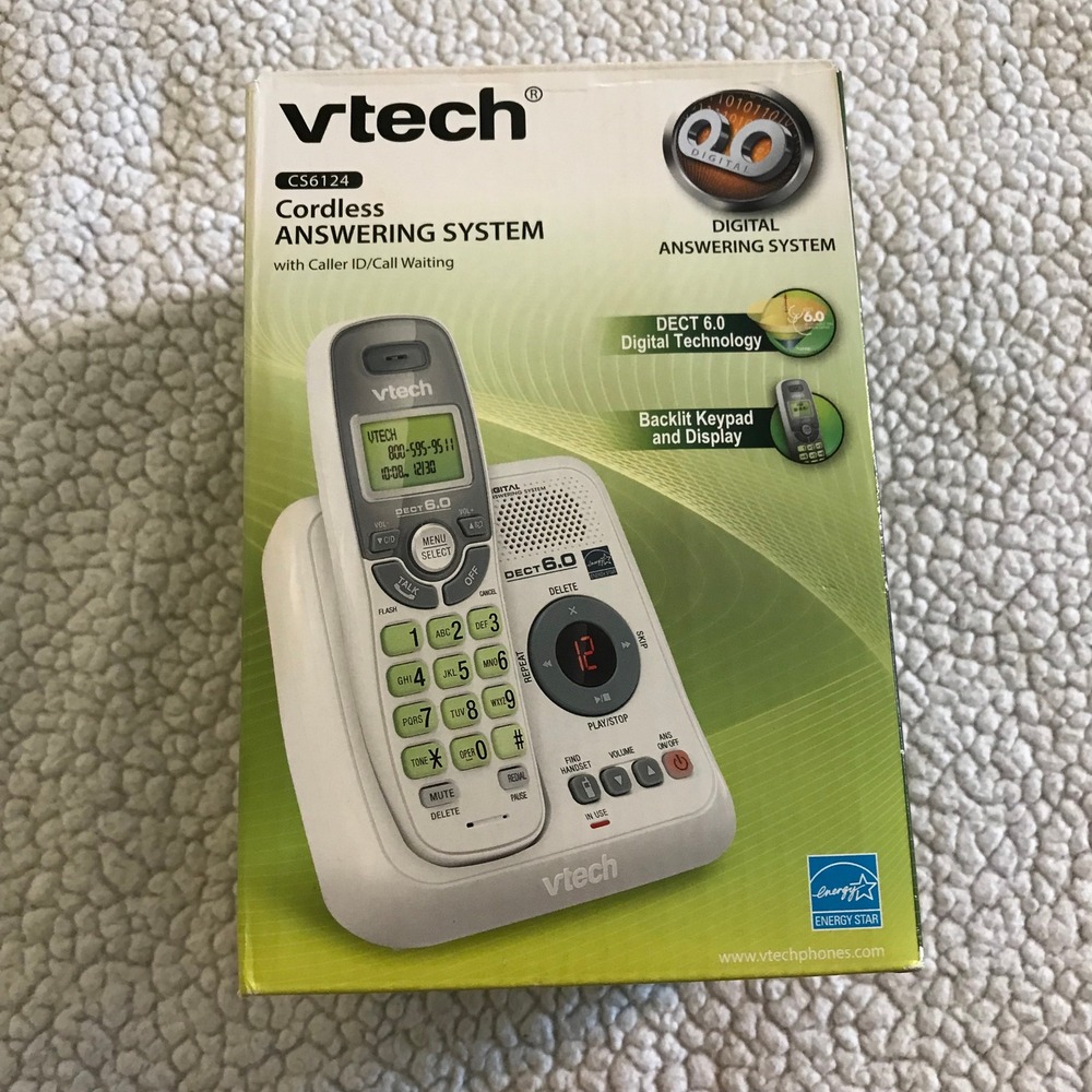 VTech CS6124 Cordless Answering System DECT 6.0 Caller ID Backlit Keypad Silver